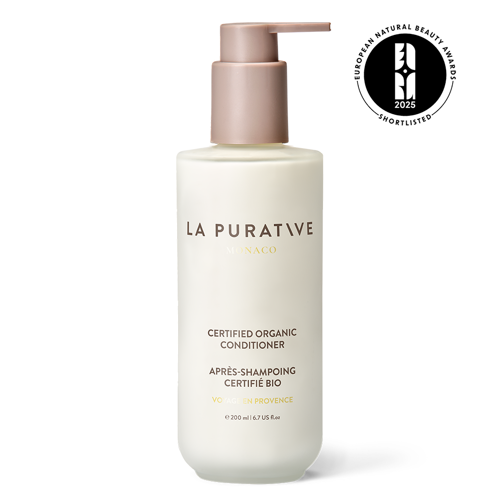 Flacon en verre d’après-shampoing bio, soin naturel nourrissant et adoucissant pour les cheveux